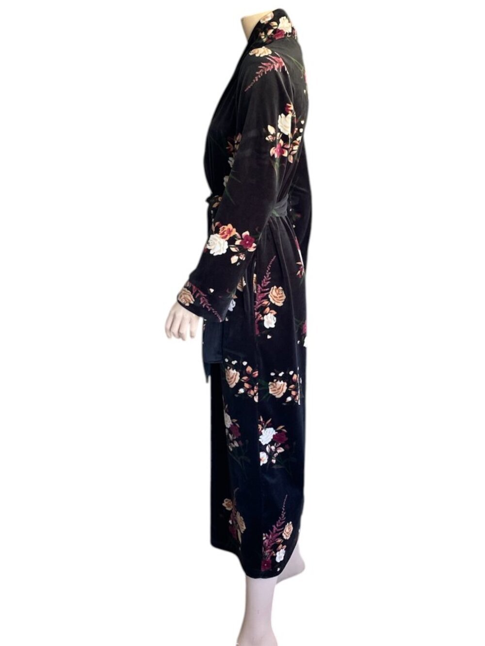 la Vie en Rose Floral Velvet Plush Wrap Robe Sz Medium - Picture 2 of 8